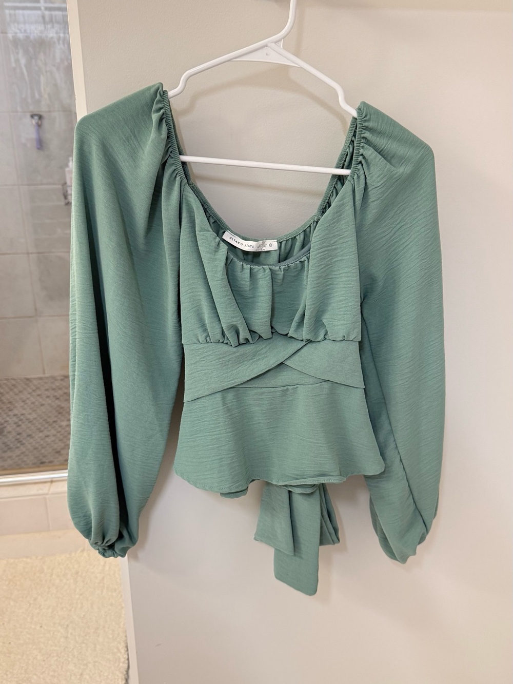 Green Peplum Blouse